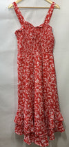 GRACE KARIN Women's Summer Floral Boho Dress Square Neck Strapped Swing Red (L)