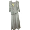 J Kara Women's Scoop Neck 3/4 Sleeve Beaded Top Long Evening Dress, Size 12 Gray
