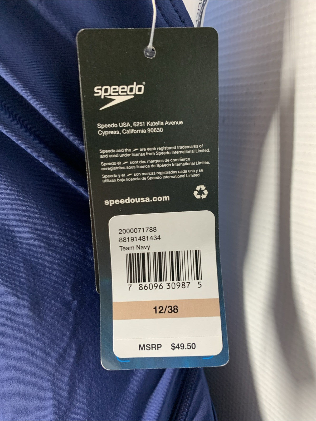 Speedo Swimsuit One Piece ProLT Womens Solid Adult Team Navy Swimwear Size 12/38