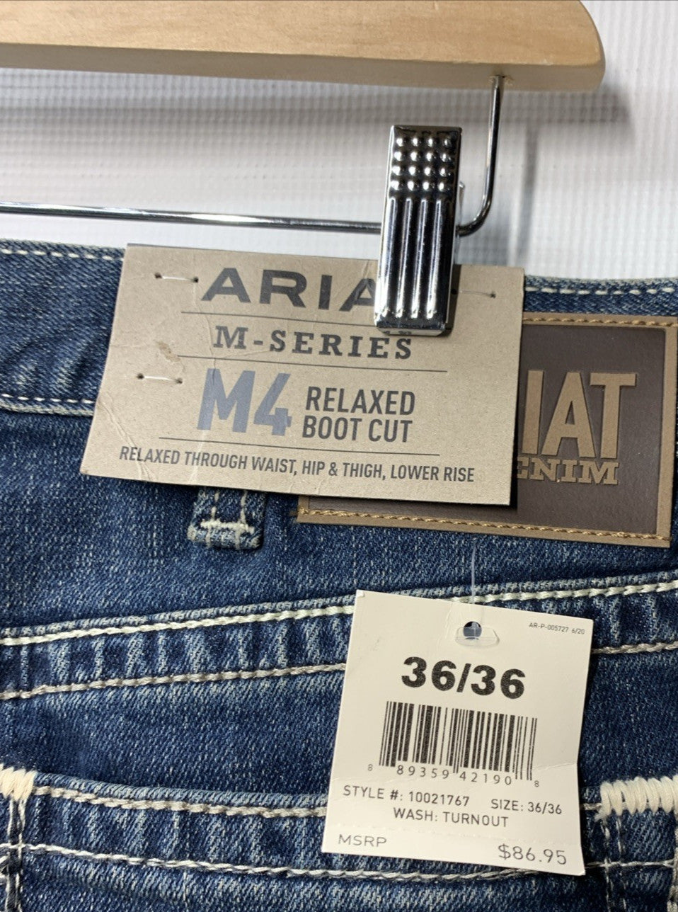 Ariat Mens M4 Adkins Turnout Relaxed Boot Cut Jeans Size 36/36 10021767 M-series