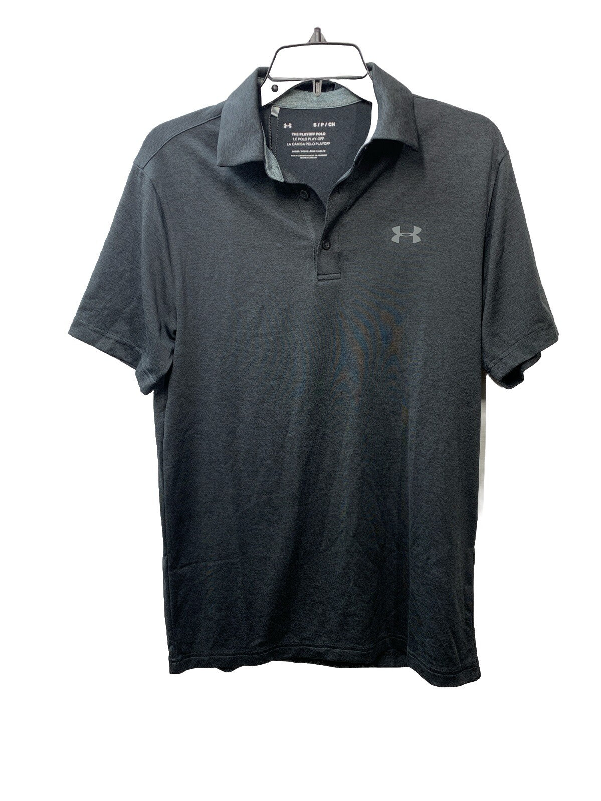 Under Armour Men's Play Off Heather Polo Shirt HeatGear Top 1351131 Black Size S