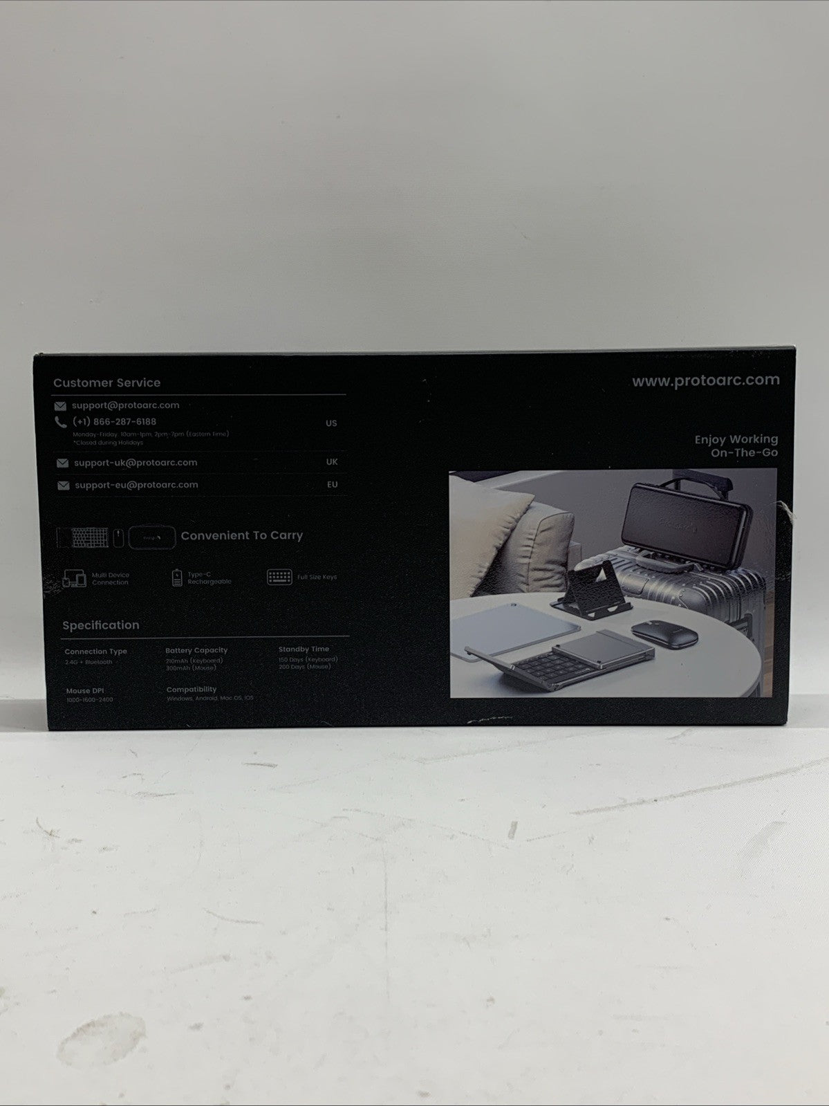 ProtoArc Foldable Keyboard and Mouse, XKM01 Folding Wireless Keyboard Mouse Comb