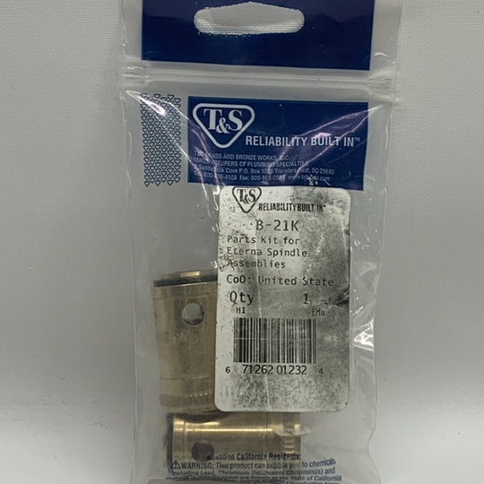 T&S Brass B-21K Parts Kit Brass/Antique Brass for Eterna Spindle Assemblies 2Pcs