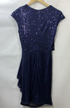 Grace Karin Sparkly Sequin Faux Wrap Short Sleeve Dress V-Neck Navy Size Small