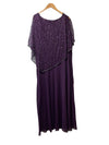 J Kara Sequin Capelet Long Beaded Dress V-neck Pull On Size 22W Purple