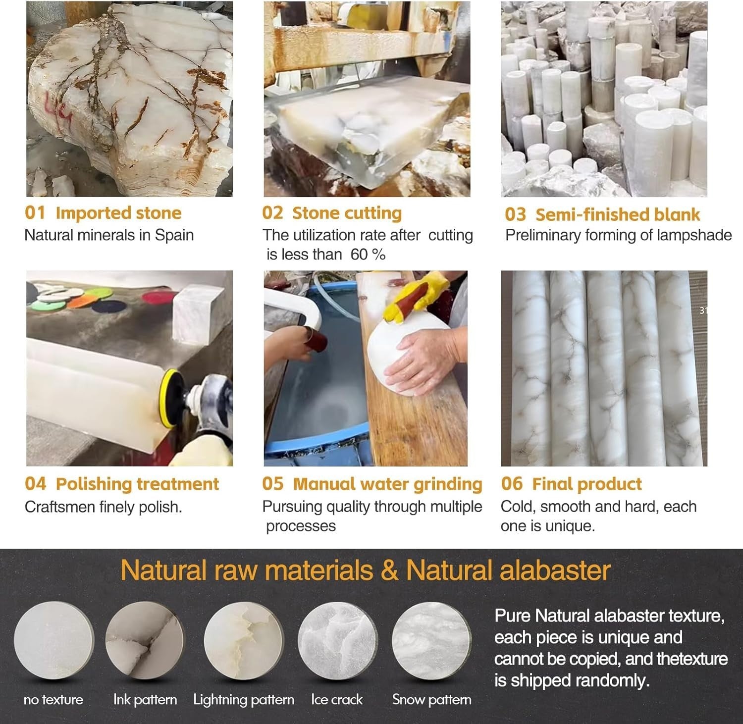 Natural Alabaster Wall Sconces Set of Two Spanish Marble Wall Light Cylinder Mod