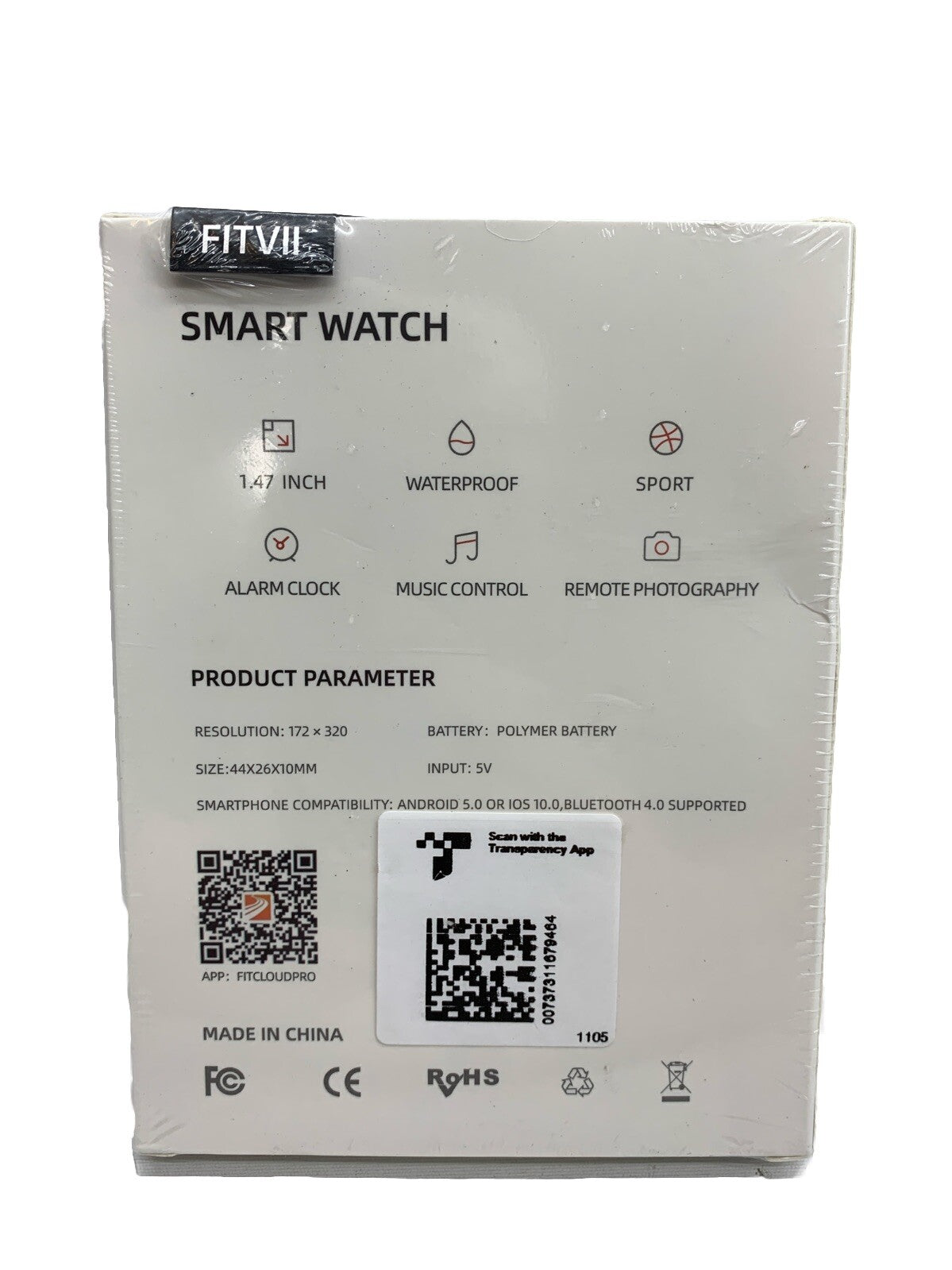 FITVII Fitness Tracker with 24/7 Heart Rate & Blood Pressure HM08 Monitor-Black