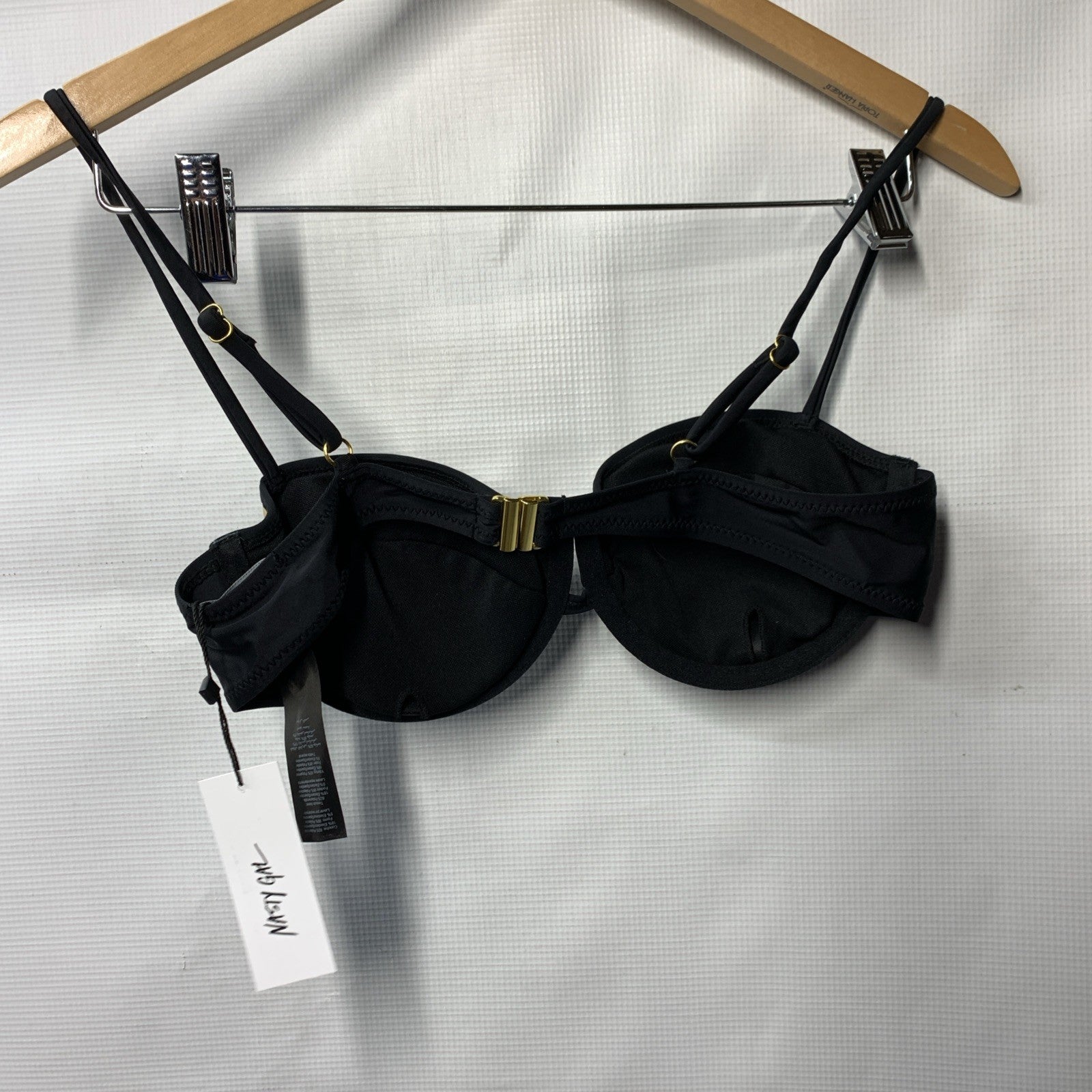 Nasty Gal Ring Studded Underwire Beach Three- piece Bikini Set Black Size 6