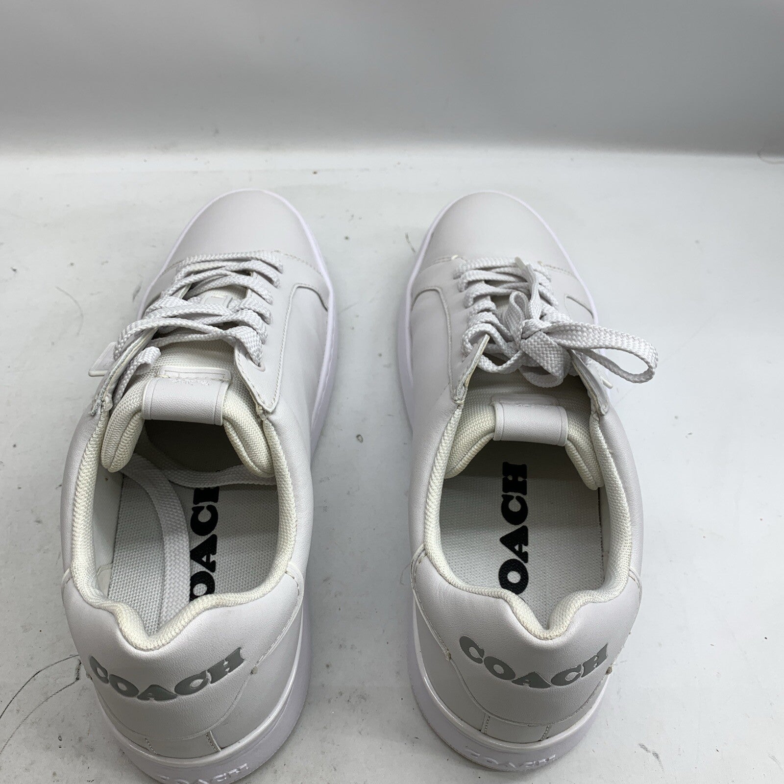 Coach Men'S Lowline Low Top Sneaker White Leather Size 9 Lace-up Shoes Casual