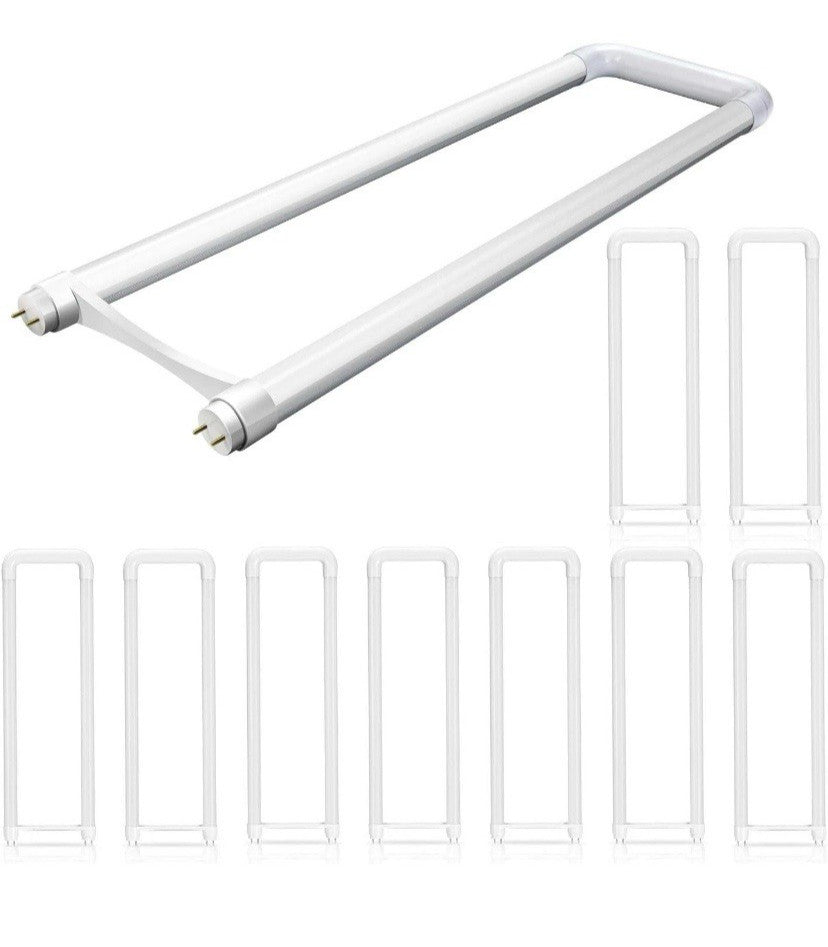 T8/T10/T12 U-Bend LED Bulbs – 2FT 18W, 5000K, 2200LM, Dual-End No Ball - 10 Pack