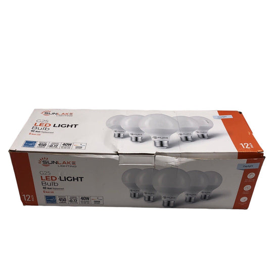 SunLake 10 Pack G25 Light Bulbs 40 Watt Equivalent, 4000K Cool White Dimmable