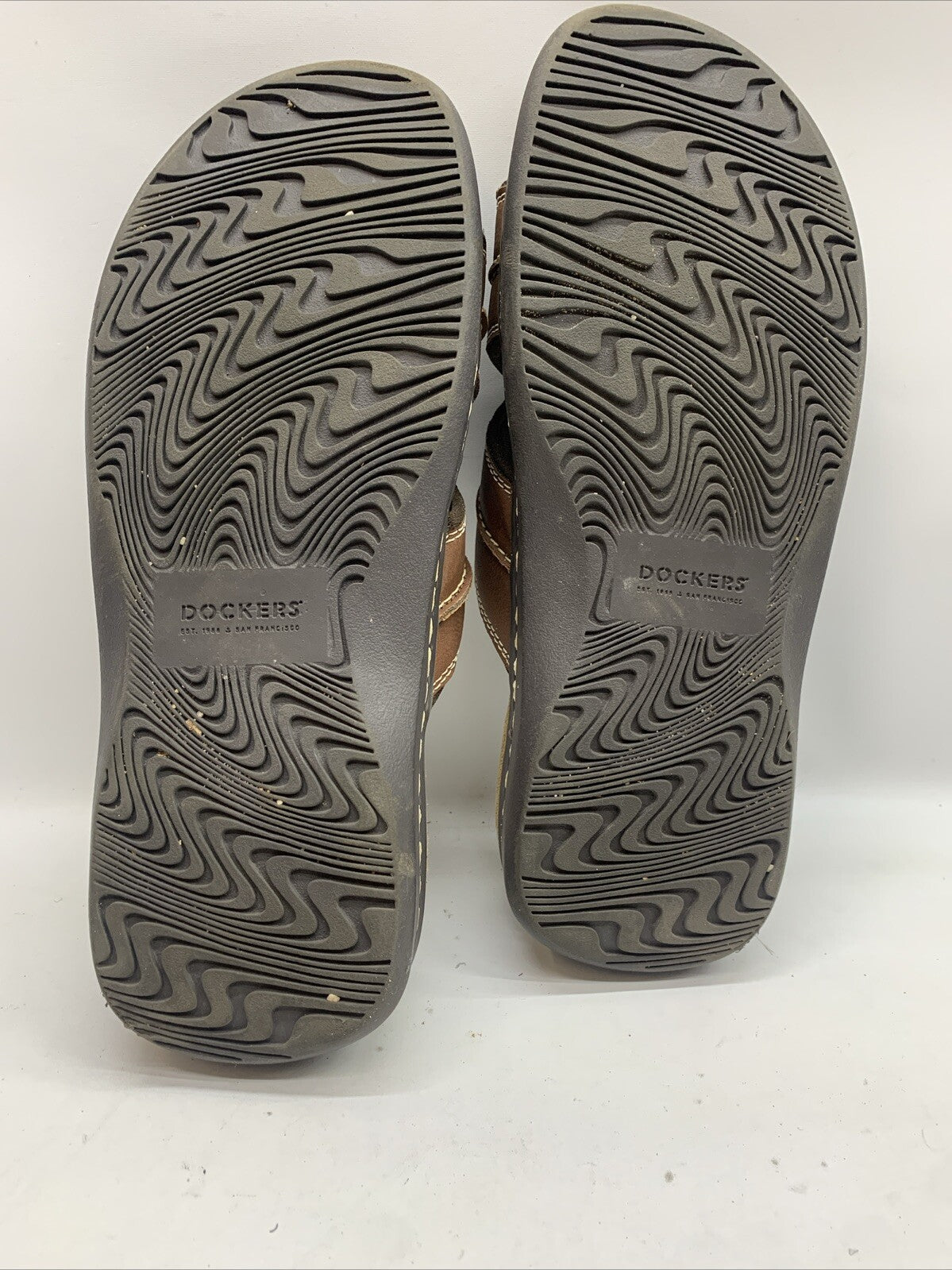 Man's Sandals Dockers Sunland 9W Brown Open Toe 90-21397 Slip On Casual Slide
