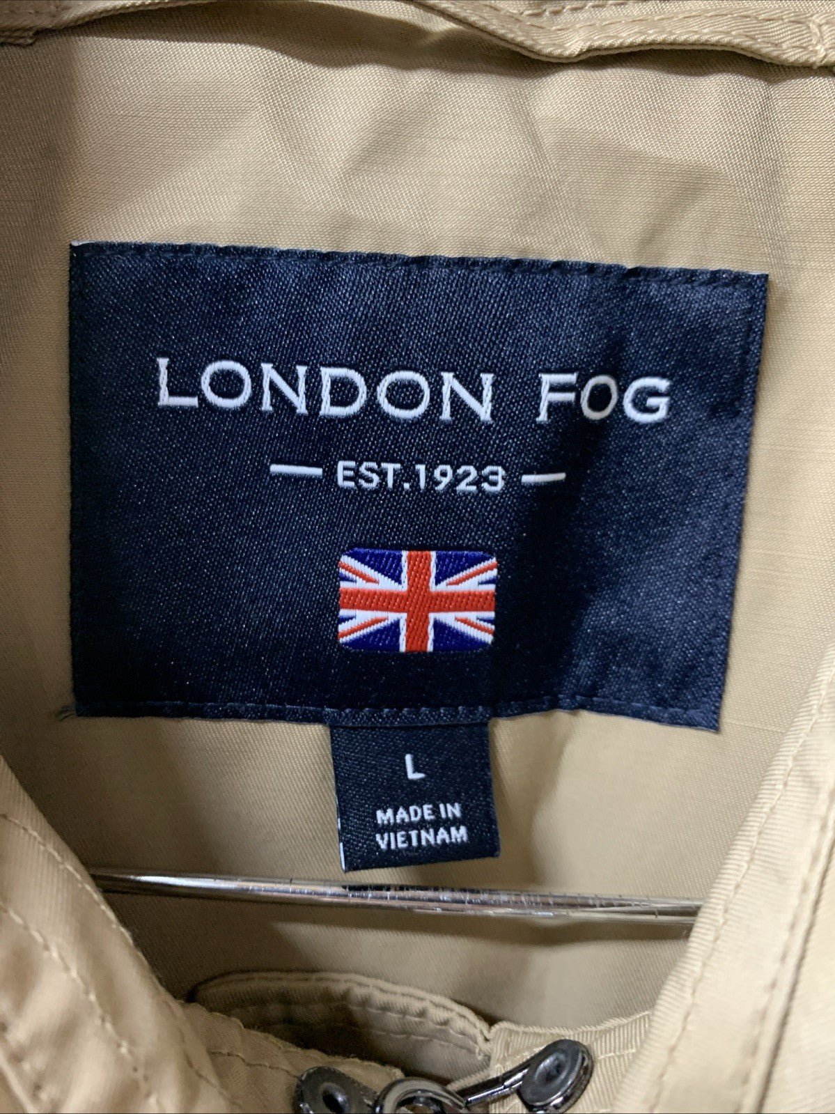 London Fog Women's British Khaki Hooded Double Breasted Trench Coat Size Large