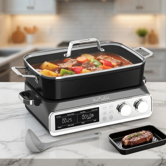 N21NA Pro Slow Cooker 10 Quart, 8-in-1 Programmable PFOA-Free Ceramic Coated Mul