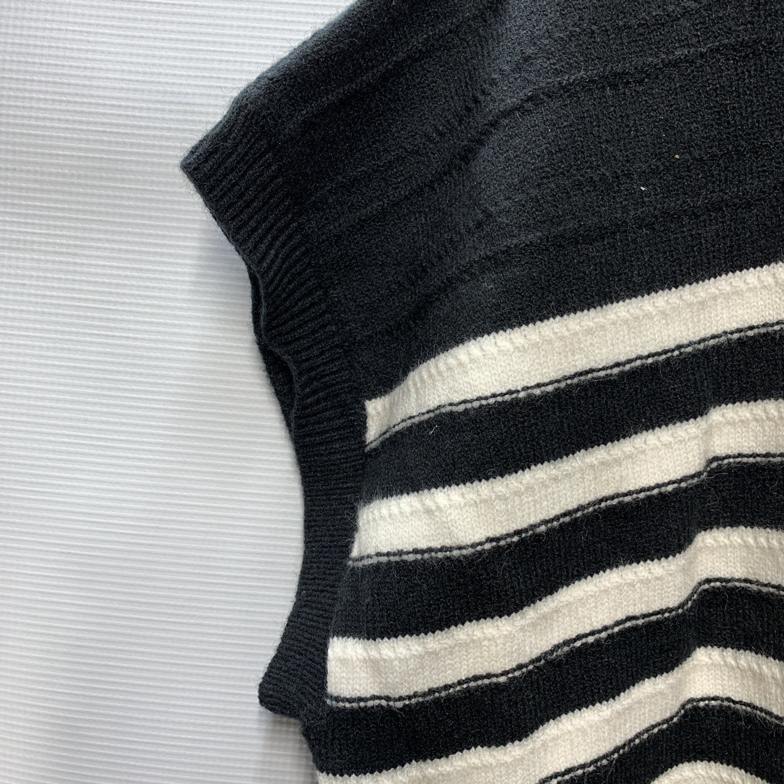 GRACE KARIN Striped Cap Sleeve Knit Sweater Crop Top Oversized Black/White 2XL