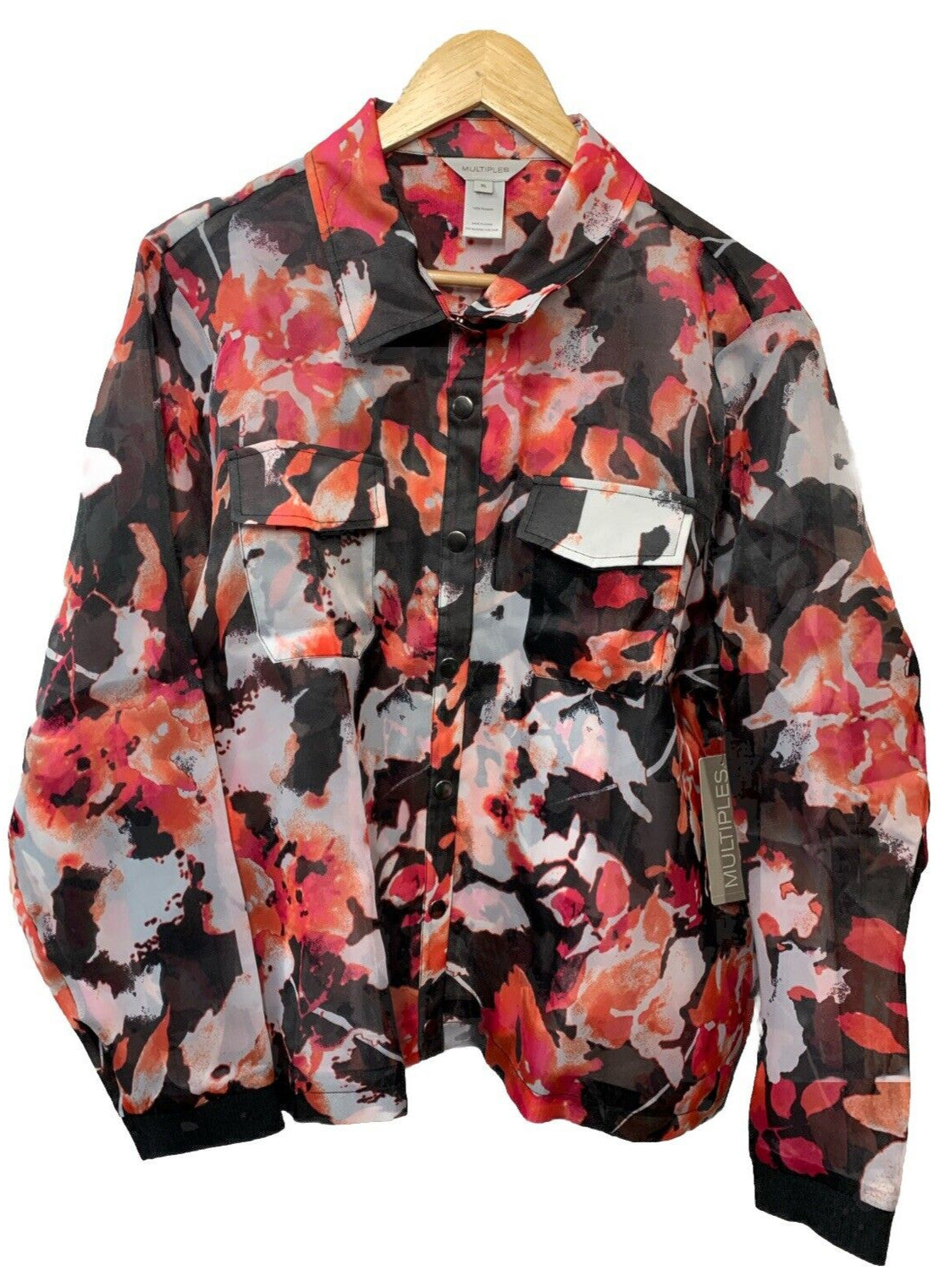 MULTIPLES Women's Cuffed Long Sleeve 2-Pocket Snap Front Lined Jacket Size XL