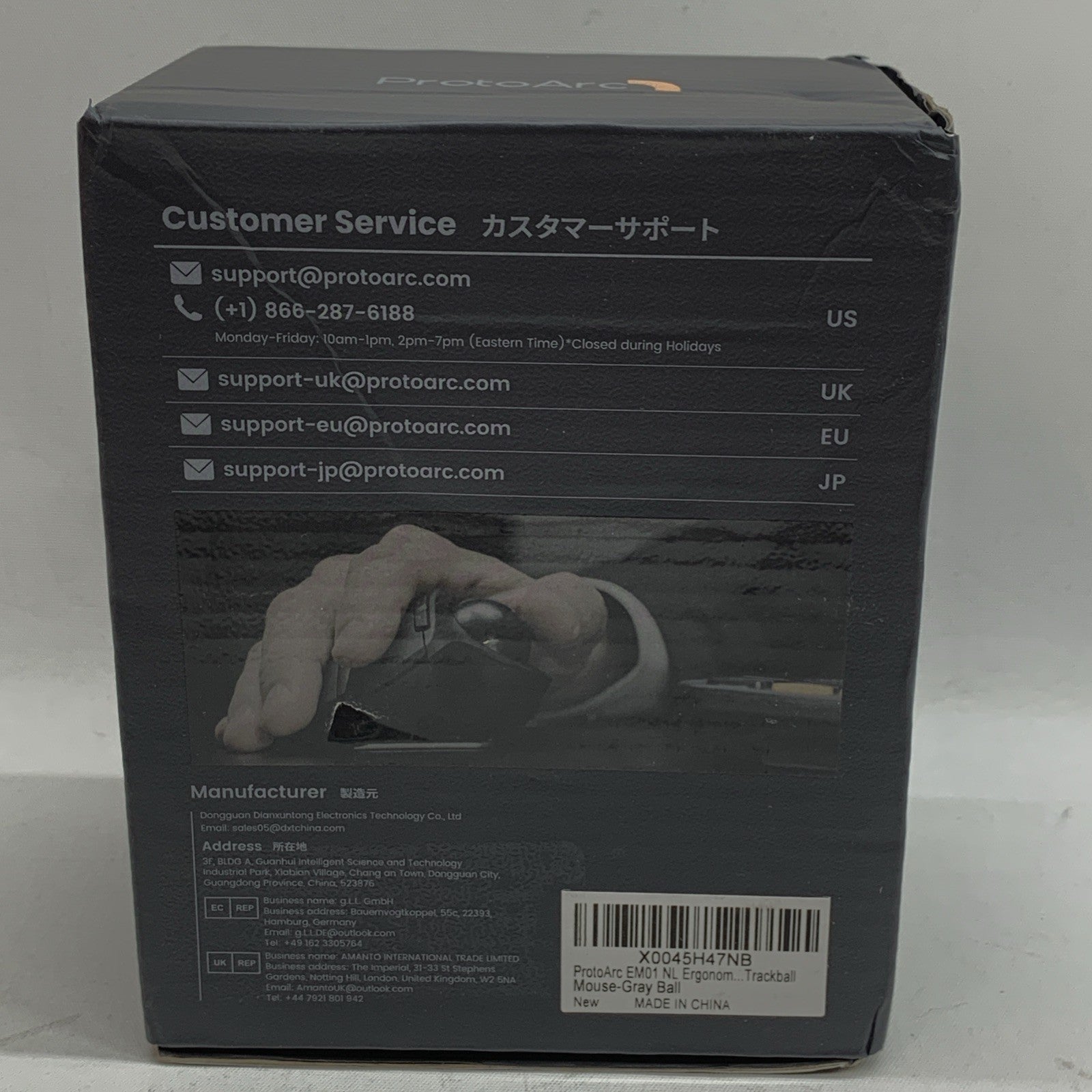 ProtoArc EM01 NL Ergonomic Wireless Trackball Mouse Black for Computer Laptop