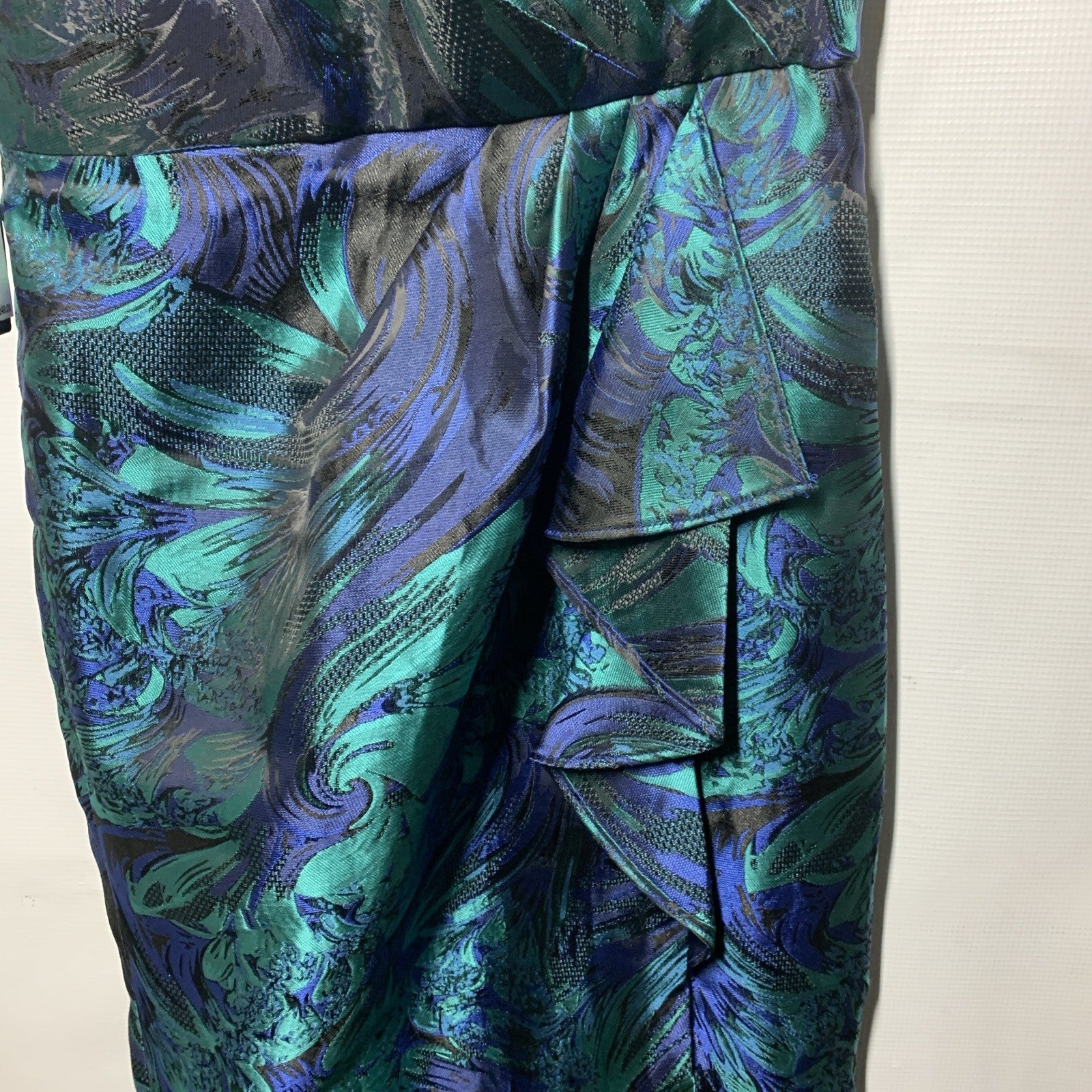 Adrianna Papell Women's One-Shoulder Jacquard Gown Evening Party Dress Size 6