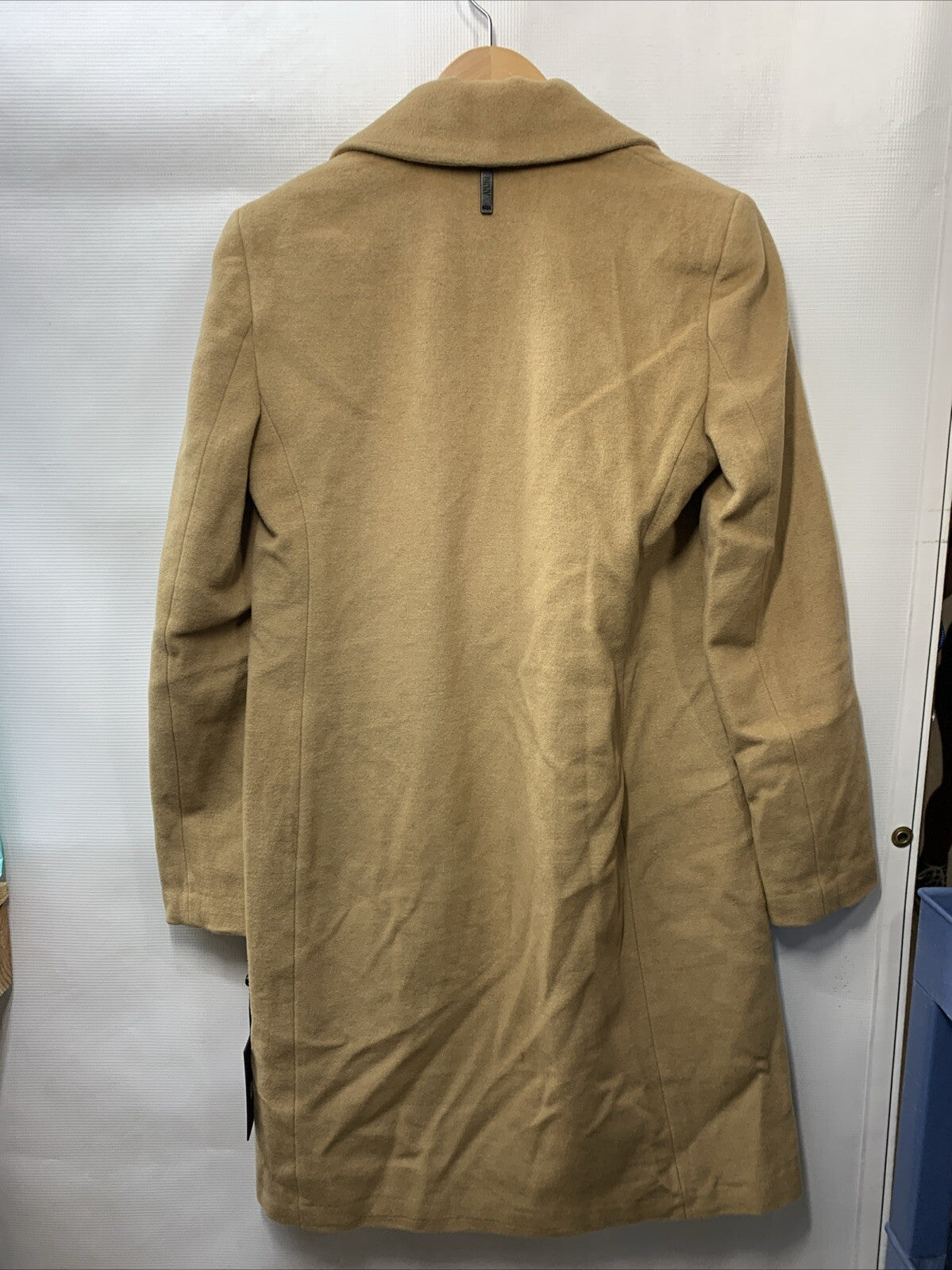 DKNY Women's Nothched Collar Wool Walker Trench Coat Size S Long Sleeve DL2MW491