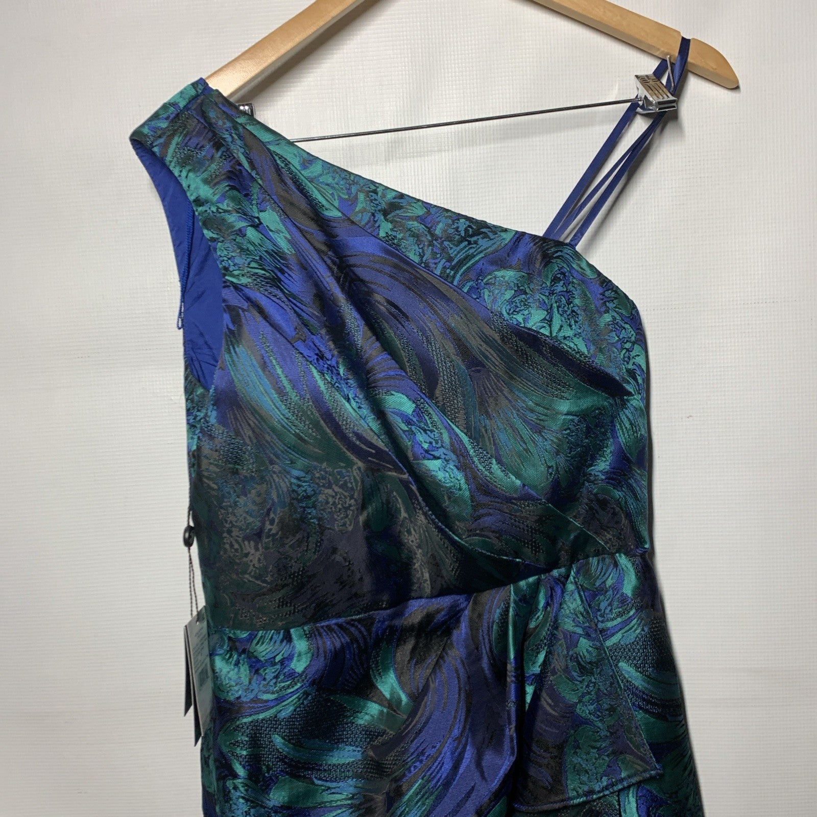 Adrianna Papell Women's One-Shoulder Jacquard Gown Evening Party Dress Size 6