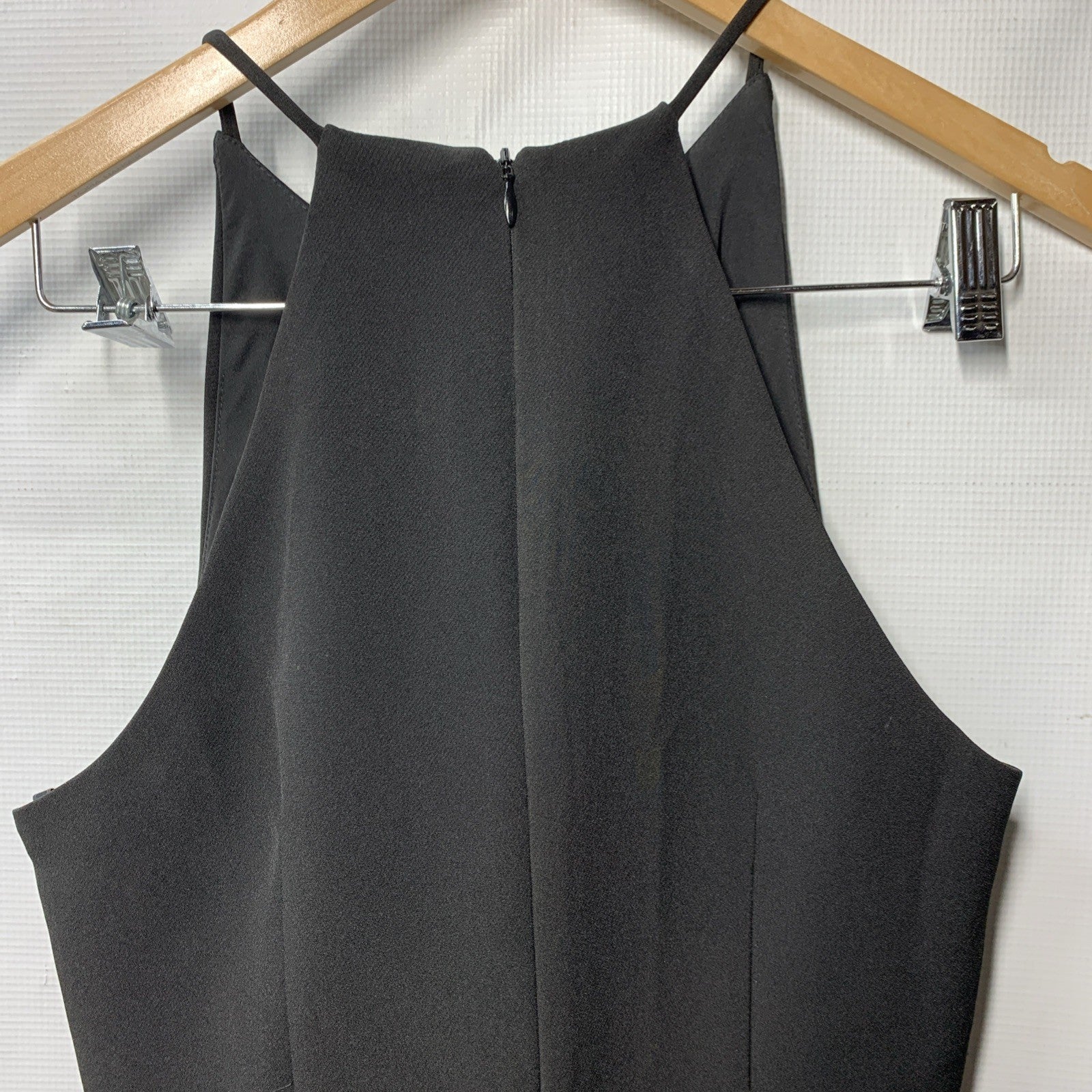 HALSTON Women's Annika Gown Dress Stretch Crepe Halter Black Sleeveless Size 8