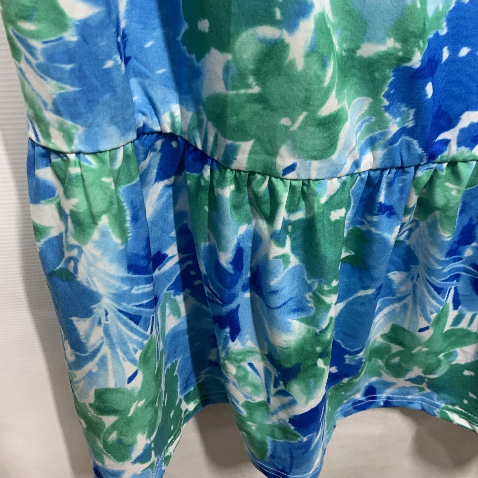 GRACE KARIN Halterneck Sleeveless Boho Flowy Ruffle Beach Dress Blue/Green Large