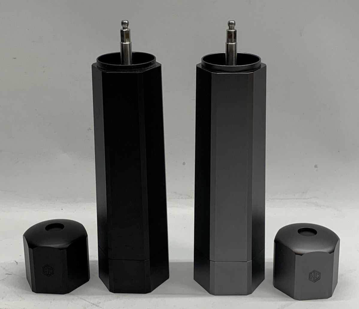 HexClad Salt & Pepper Mill Set Adjustable Professional Grinders and No-Mess Caps