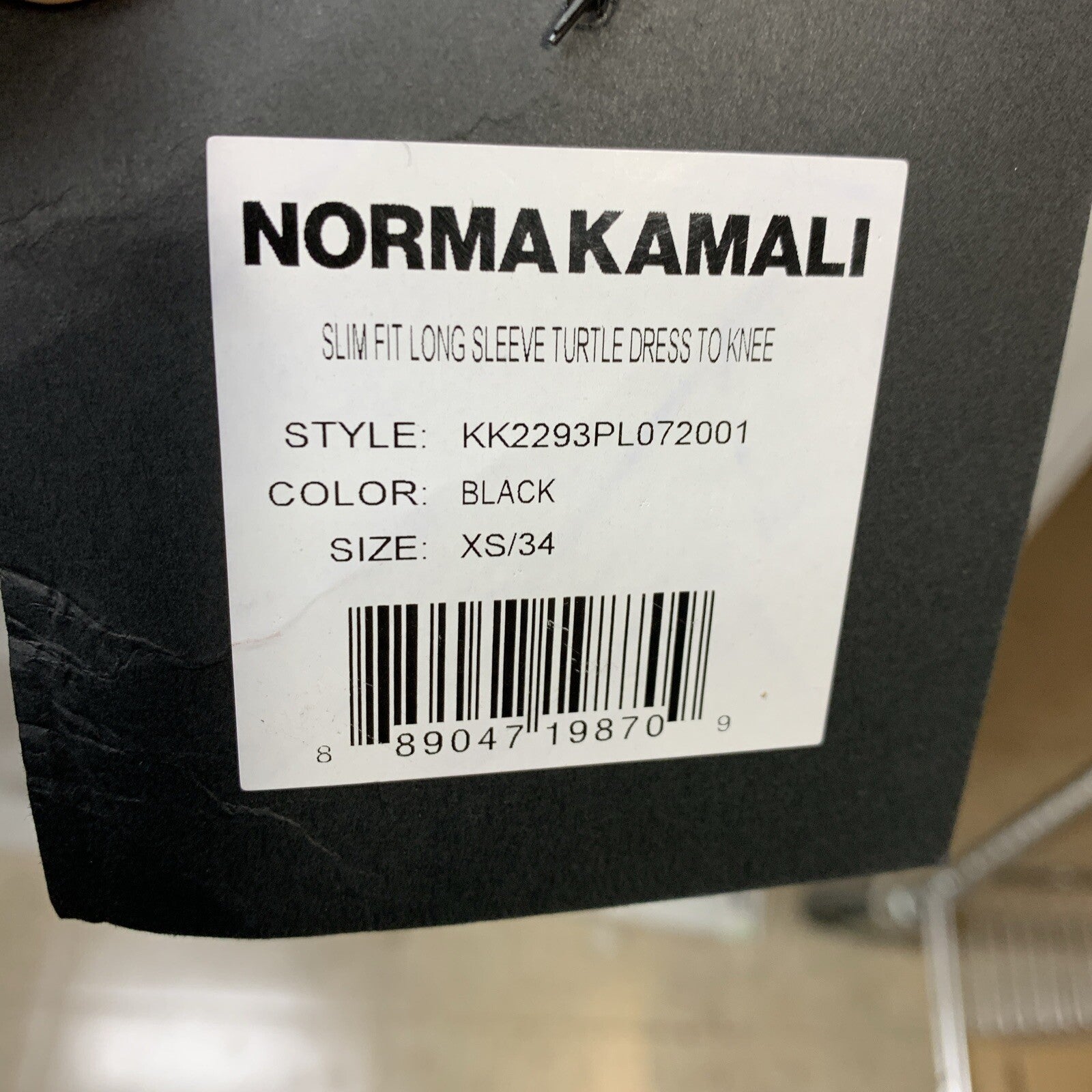 NORMA KAMALI Slim Fit Long Sleeve Turtleneck Dress To Knee Size XS/34 Black