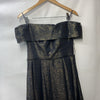 Alex Evenings Off Shoulder Jacquard Long Dress Elegant Size 10 with Pockets