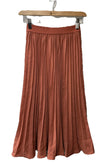 Grace & Elastic Waist Pleated Chiffon Midi Skirt A-line Size XS Brown Pullon