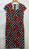 Grace Karin Retro 50s Polka Dots and Roses Pencil Dress Blk /Red/White Medium