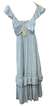 Ramy Brook Dress Satin Tiered Ruffle Baby Blue Nelly Smocked Dress XXS V-Neck