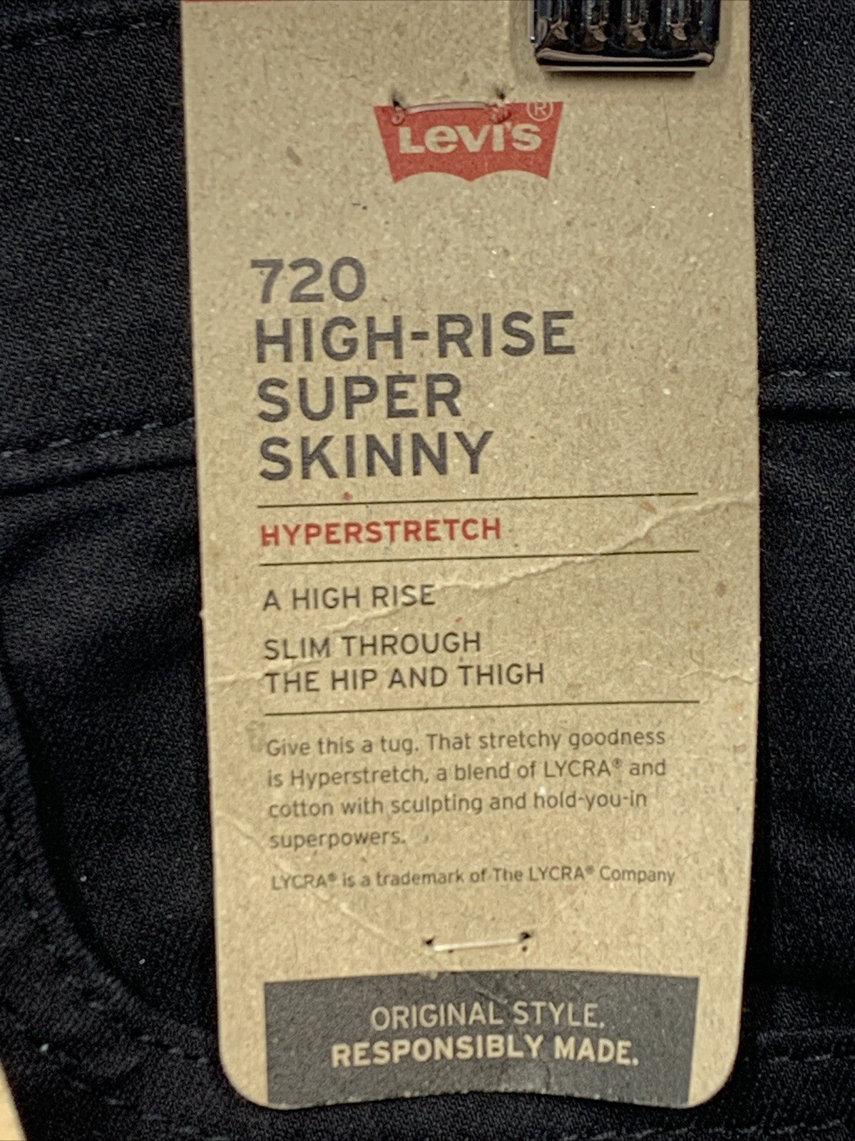 Levi's 720 High Rise Super Skinny Black Jeans 27x32 Long Leg Pants Hyperstretch