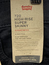 Levi's 720 High Rise Super Skinny Black Jeans 27x32 Long Leg Pants Hyperstretch