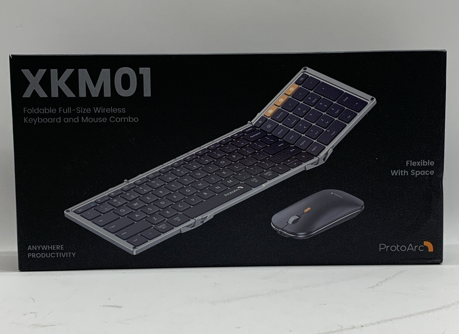 ProtoArc Foldable Keyboard and Mouse, XKM01 Folding Wireless Keyboard Mouse Comb