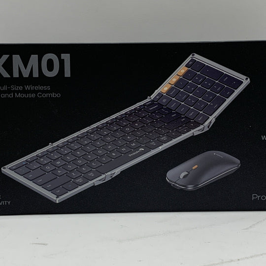 ProtoArc Foldable Keyboard and Mouse, XKM01 Folding Wireless Keyboard Mouse Comb