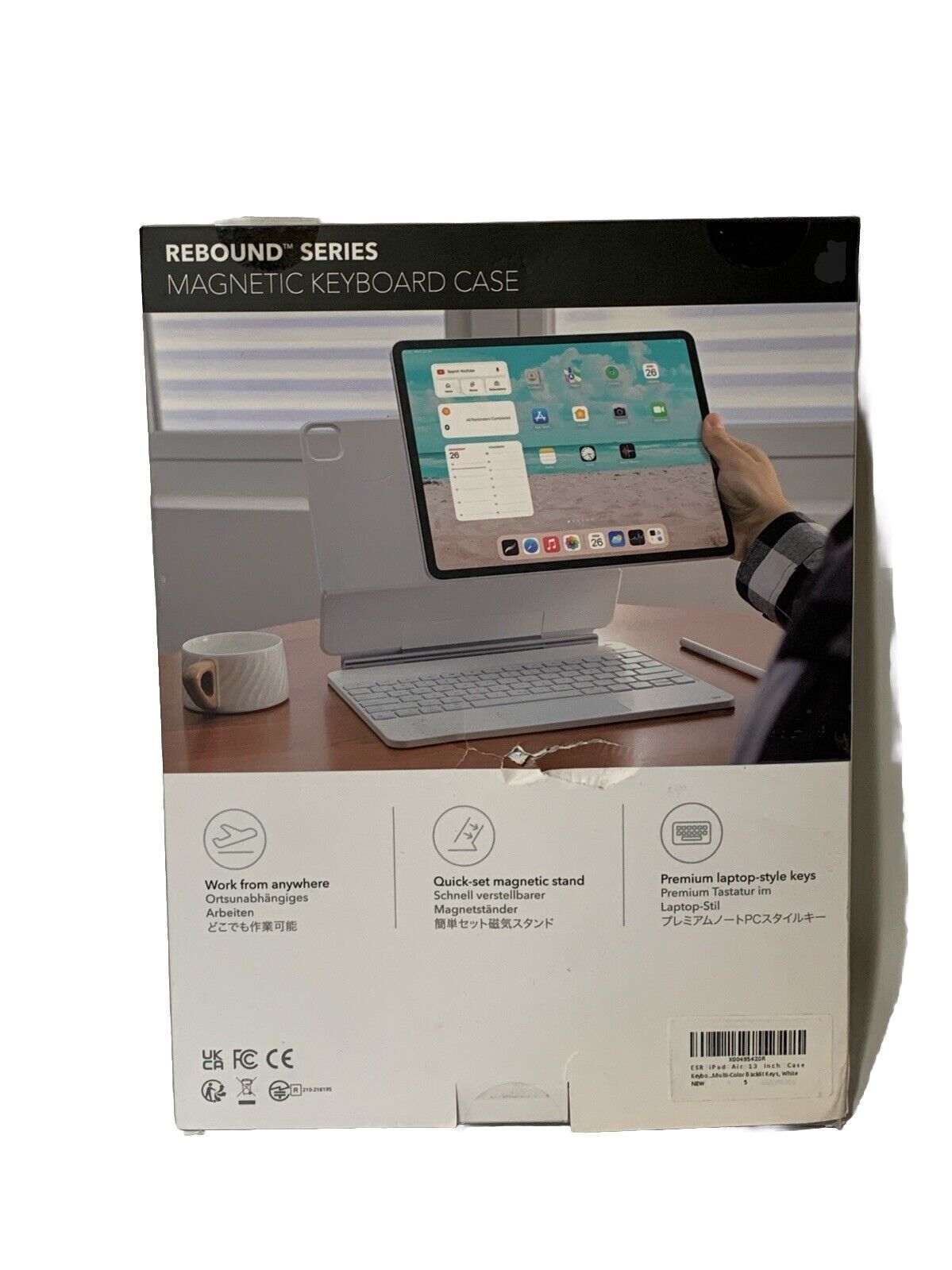 ESR iPad Air 13 Inch Case Keyboard (M2, 2024)Floating Cantilever Stand White