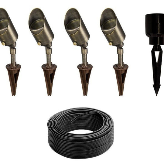 VOLT Landscape Lighting 4 Spotlight Solid Brass Expansion Kit CKIT-2-Bronze