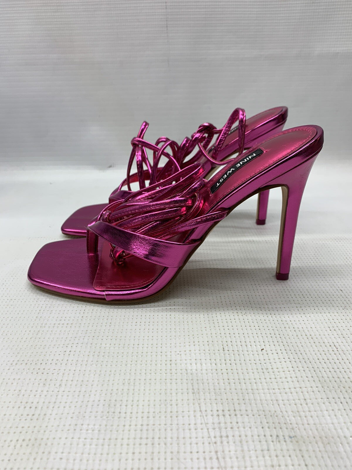 Nine West Women's Terrie Ankle Wrap Heeled Sandal Dark Metallic Pink | Prom 7.5