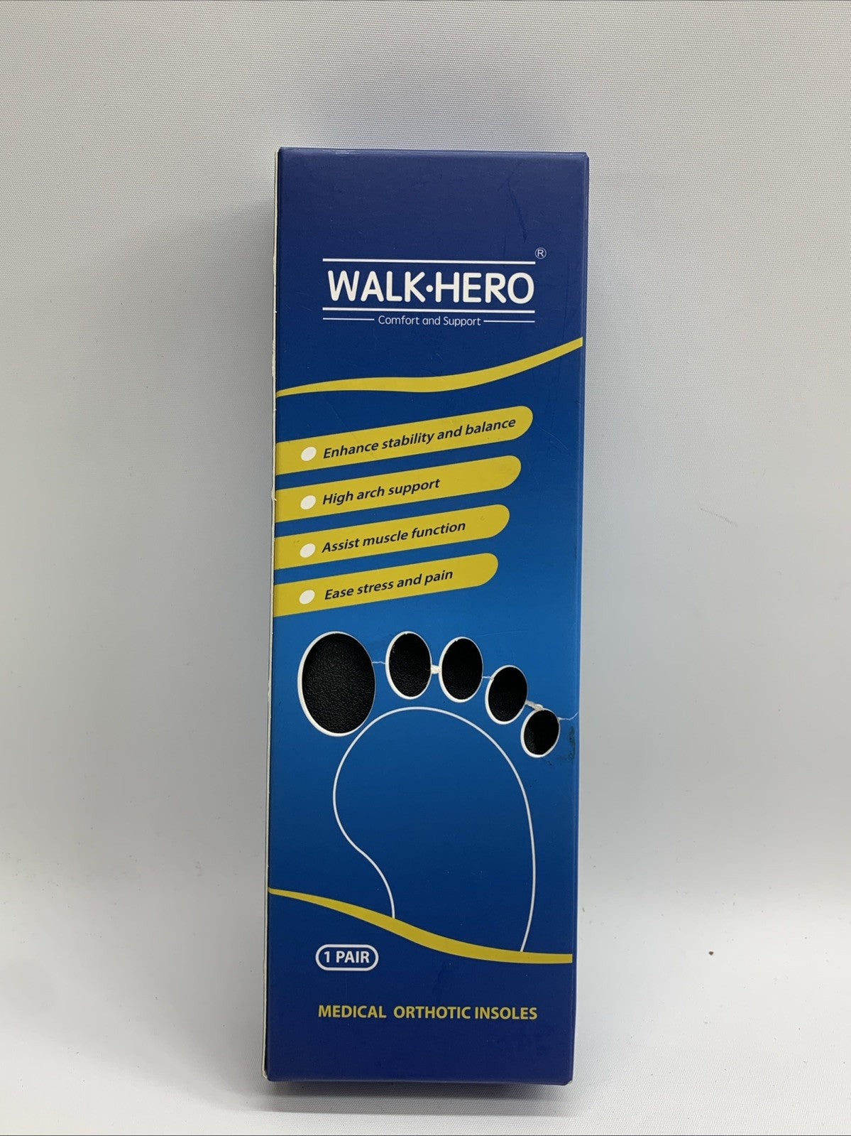 Walk Hero Medical Orthotic Insoles Men’s 5-5.5 | W 7-7.5 Blue for Work Boot/Shoe