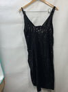 GRACE KARIN Sequin Dress Wrap V-Neck Ruched Bodycon Spaghetti Strap Black Large