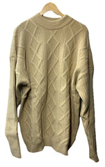 Aelfric Eden Women’s Vintage Oversized Cable Knit Sweater 2XL Camel Long Sleeve