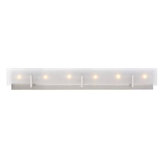 Syll 38 in. 6-Light Brushed Nickel Vanity Light with Clear Highlighted Satin