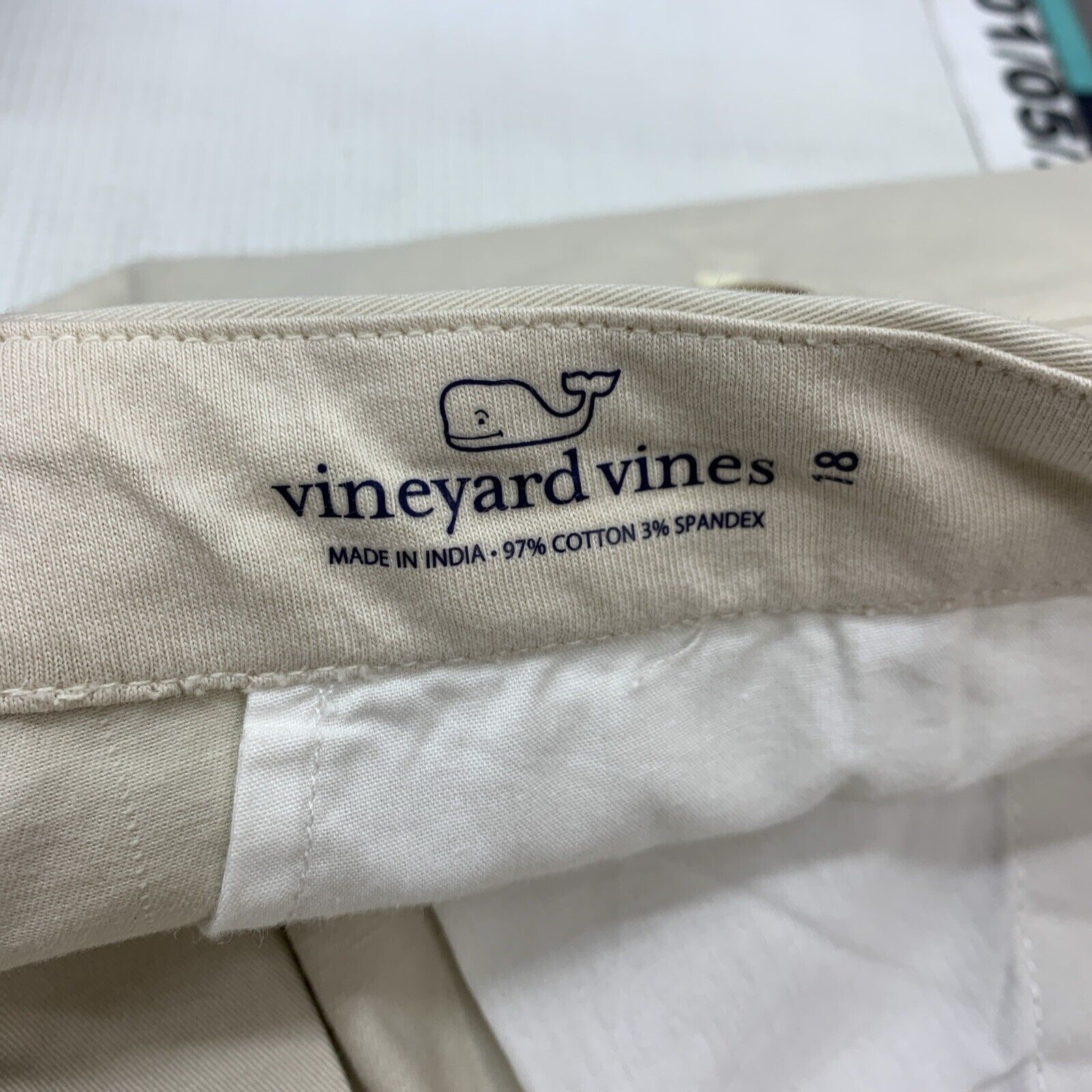 Vineyard Vines Boys' Stretch Breaker Shorts Size 18 Khaki w/Front & Back Pocket