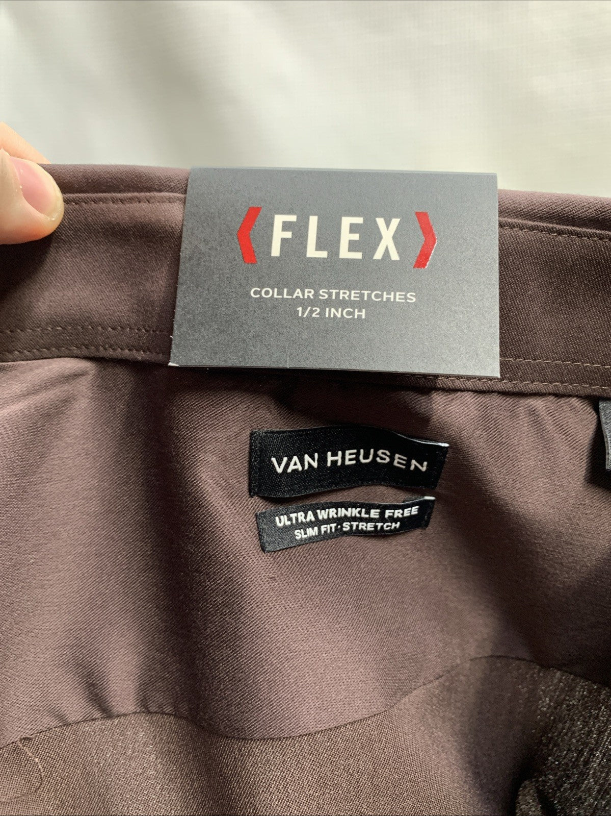 Van Heusen Men's Dress Shirt Slim Fit Flex Collar Stretch Solid 2XL Long Sleeve