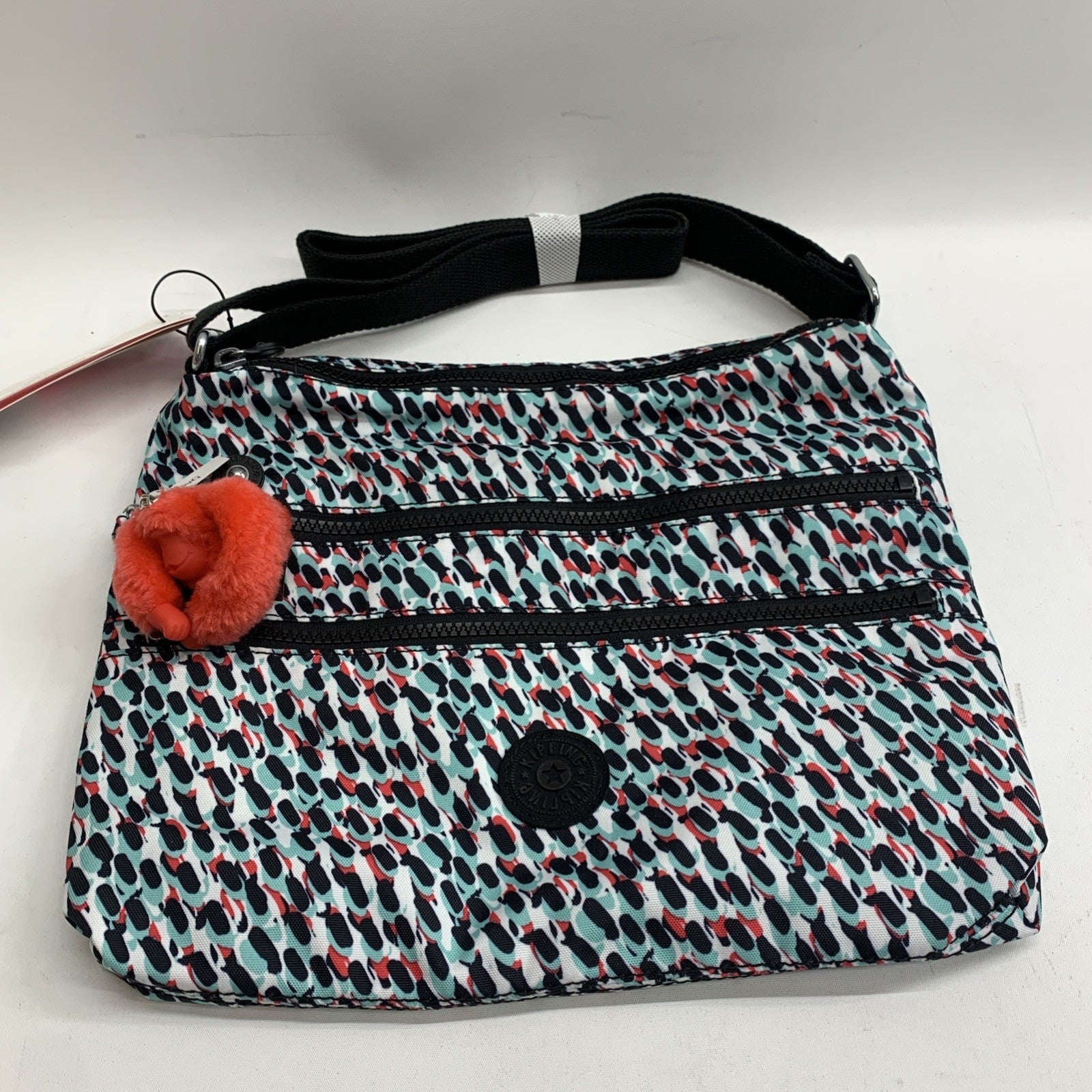 Kipling Alvar HB6141 Abstract Print Crossbody Shoulder Bag Monkey & Zippers