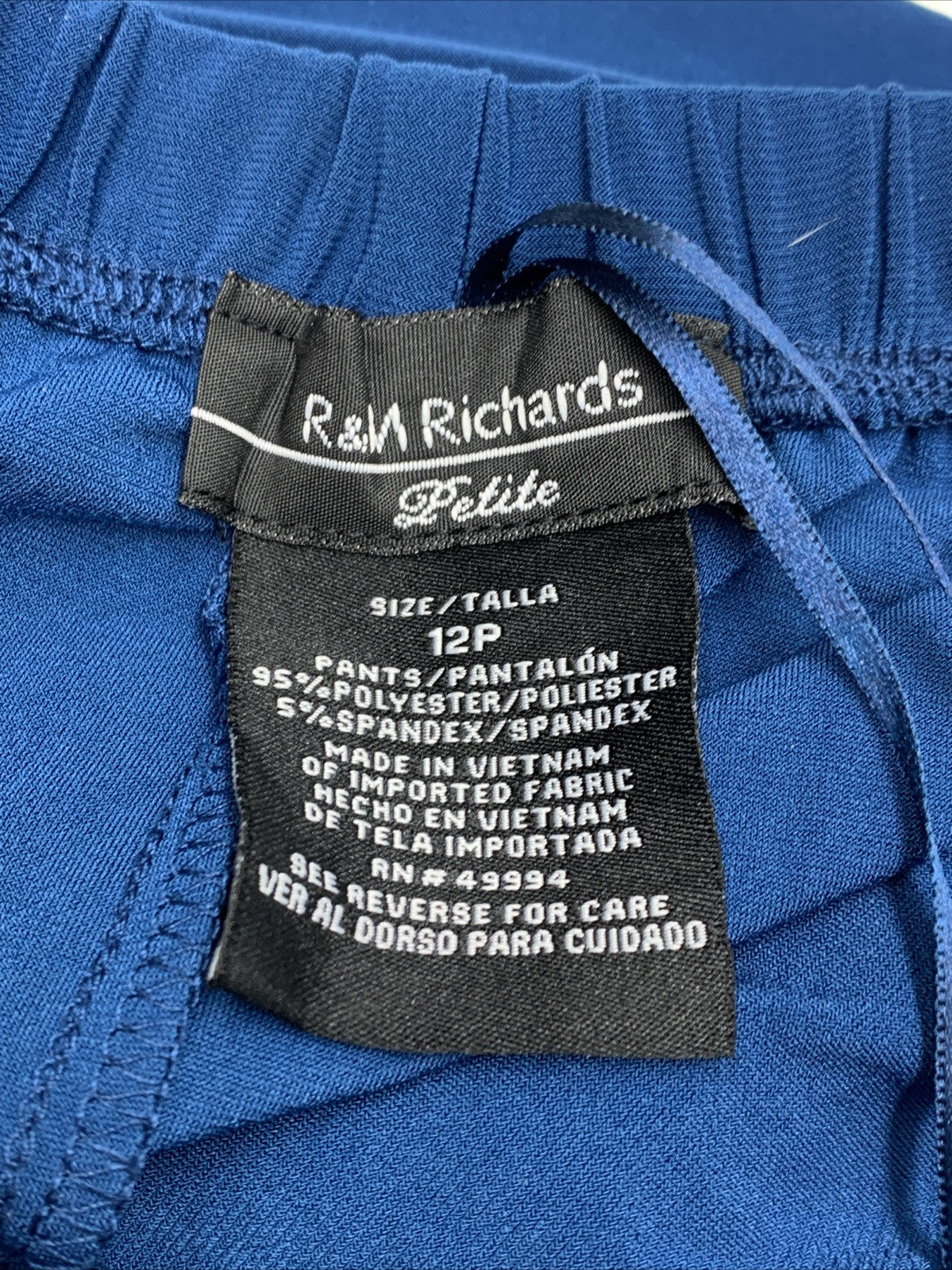 R&M Richards Women's Classic Pants 2 Piece Set 12P Blue 3024P Illusion Sleeves