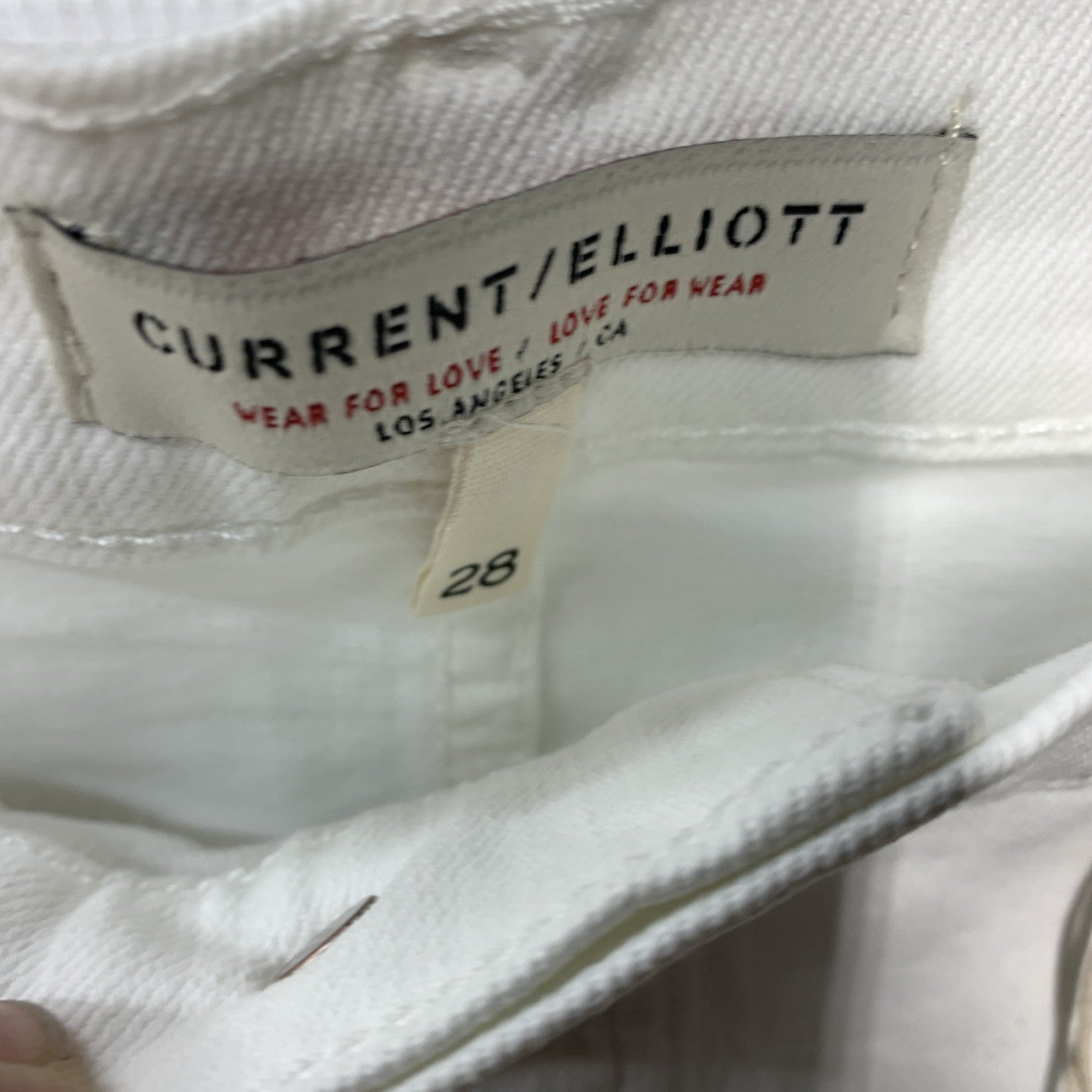 Current/Elliott Women's The Insignia Midi Denim Jean Skirt Size 28 Optic White