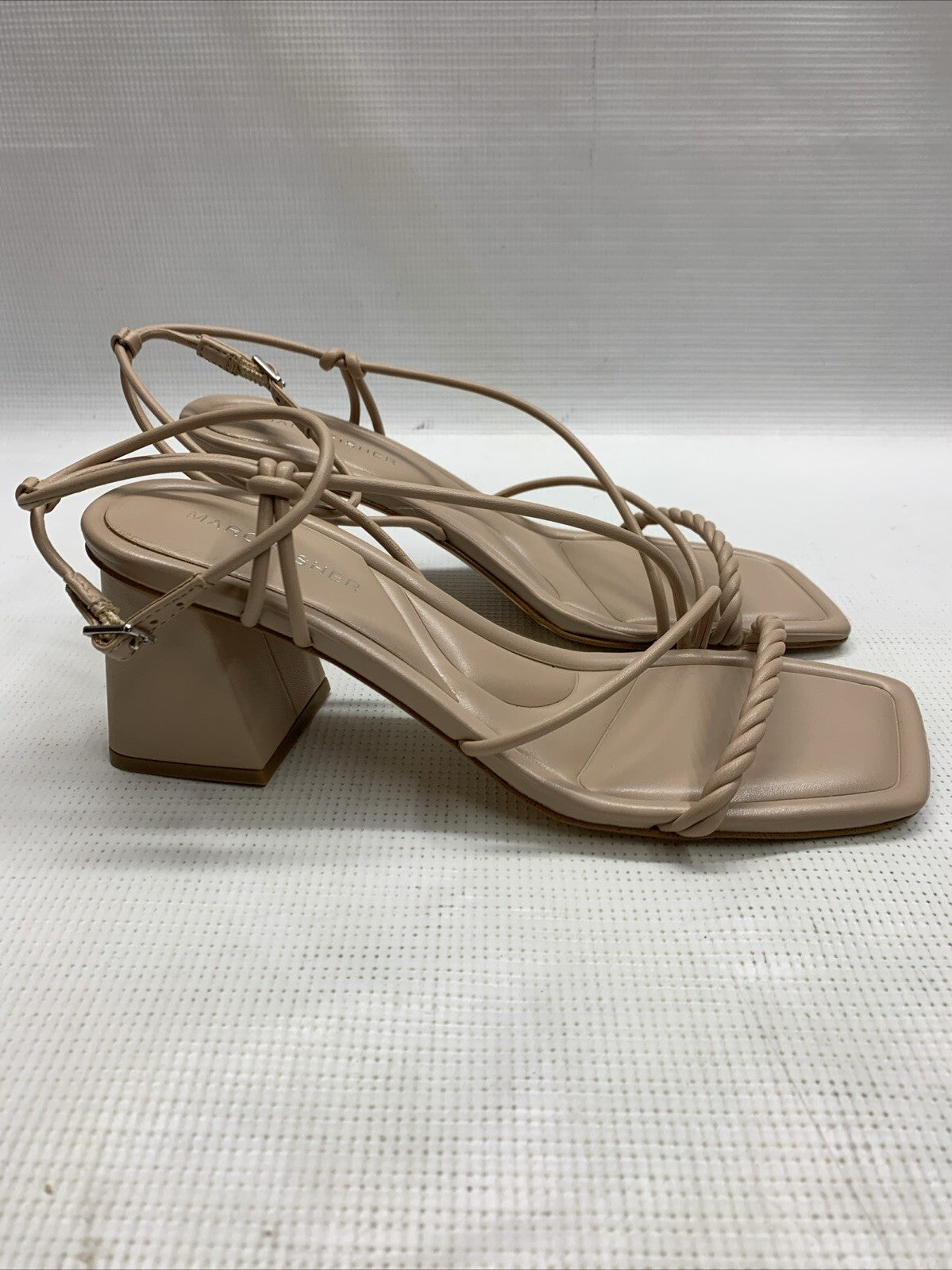 Marc Fisher Women's Meggiane Heeled Sandal Size 8M Lite Latte 110 Buckle Closure