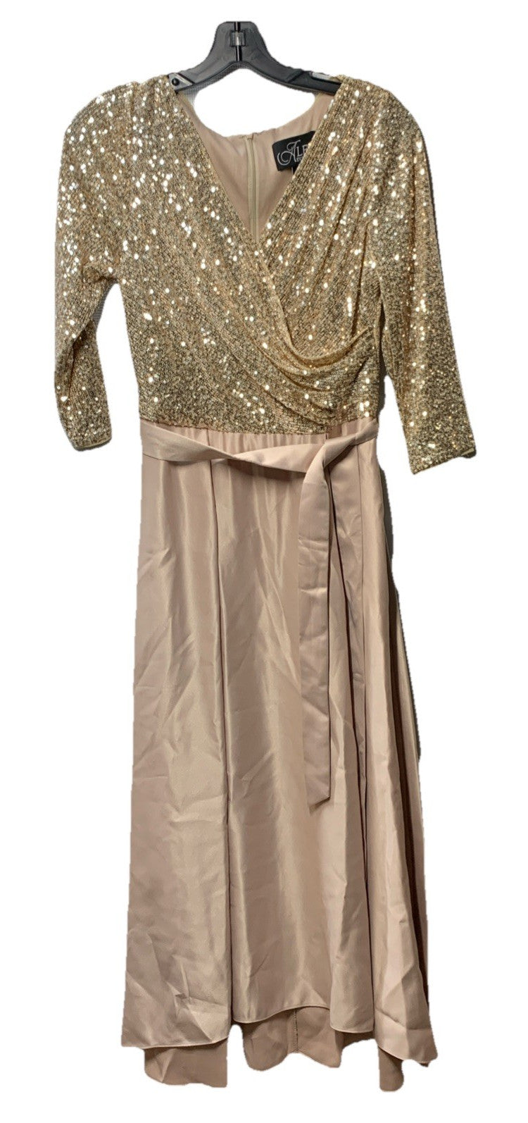 Alex Evenings Women's Ballgown Formal Event Dress V-neckline 3/4 Sleeve Size 6